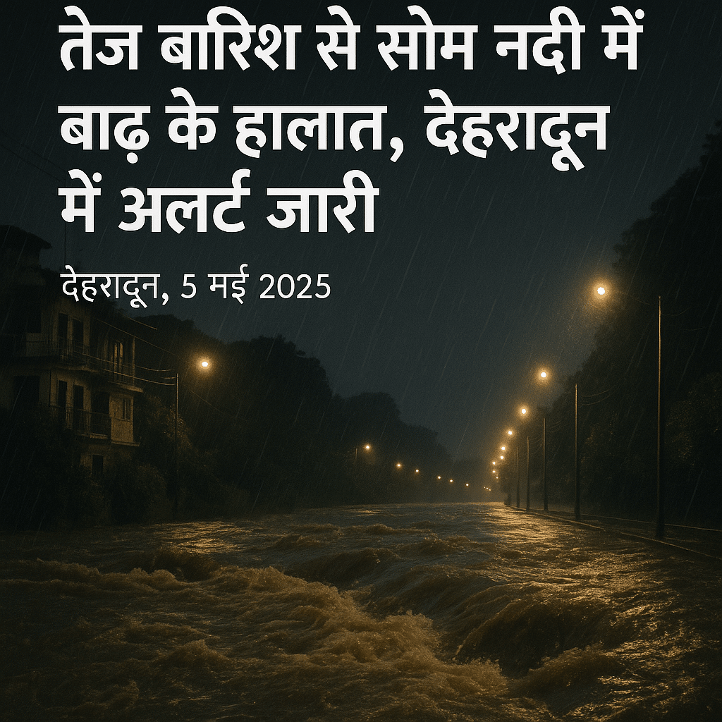 तेज बारिश से सोम नदी में बाढ़ के हालात, देहरादून में अलर्ट जारी 1 ChatGPT Image May 5 2025 08 53 05 AM